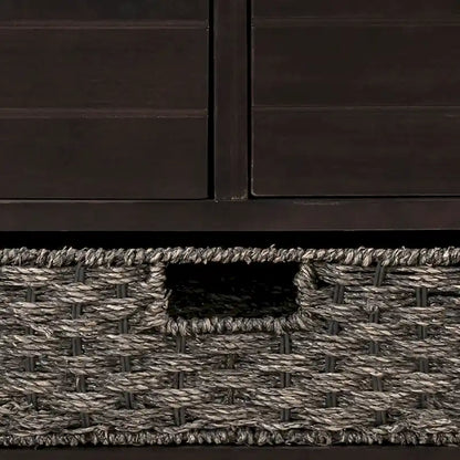 Panca in legno in stile Farmhouse moderno con 2 cassetti e un cesto portaoggetti intrecciato