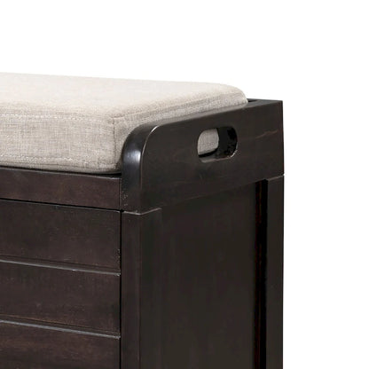 Panca in legno in stile Farmhouse moderno con 2 cassetti e un cesto portaoggetti intrecciato