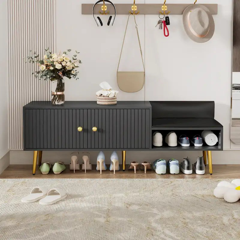 Panca Moderna Porta Scarpe con Contenitore Nascosto e Cuscini Imbottiti per Comodino, Salotto e Ingresso