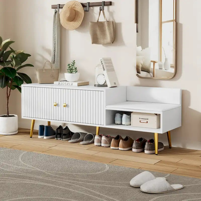 Panca Moderna Porta Scarpe con Contenitore Nascosto e Cuscini Imbottiti per Comodino, Salotto e Ingresso