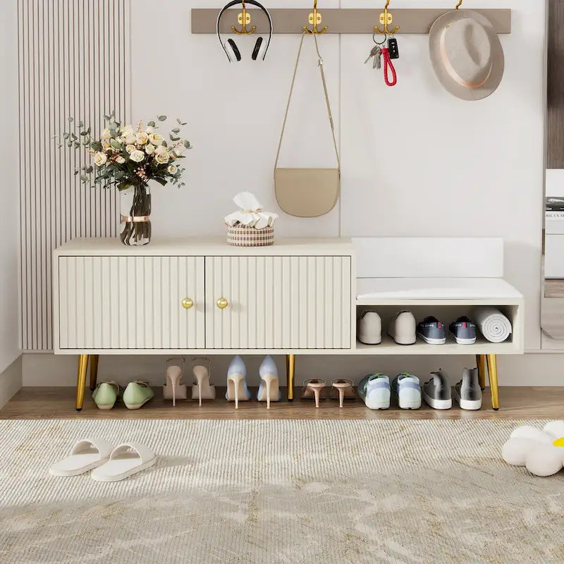 Panca Moderna Porta Scarpe con Contenitore Nascosto e Cuscini Imbottiti per Comodino, Salotto e Ingresso