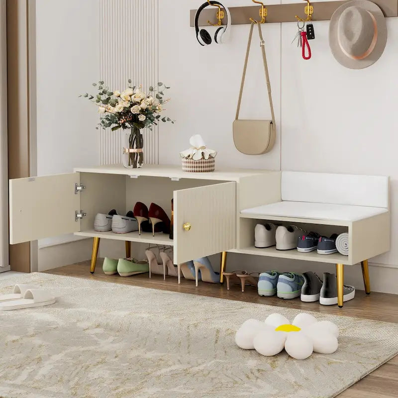Panca Moderna Porta Scarpe con Contenitore Nascosto e Cuscini Imbottiti per Comodino, Salotto e Ingresso