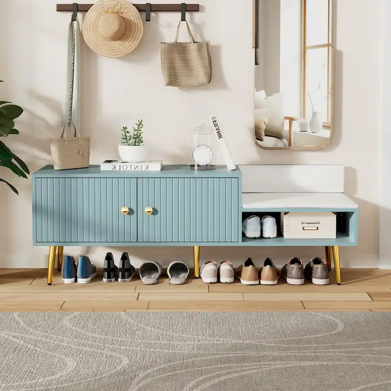 Panca Moderna Porta Scarpe con Contenitore Nascosto e Cuscini Imbottiti per Comodino, Salotto e Ingresso