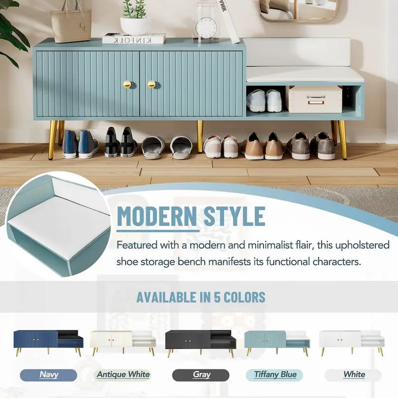 Panca Moderna Porta Scarpe con Contenitore Nascosto e Cuscini Imbottiti per Comodino, Salotto e Ingresso