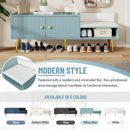Panca Moderna Porta Scarpe con Contenitore Nascosto e Cuscini Imbottiti per Comodino, Salotto e Ingresso