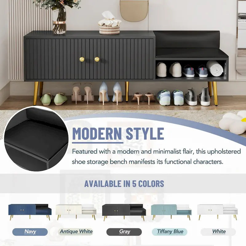 Panca Moderna Porta Scarpe con Contenitore Nascosto e Cuscini Imbottiti per Comodino, Salotto e Ingresso