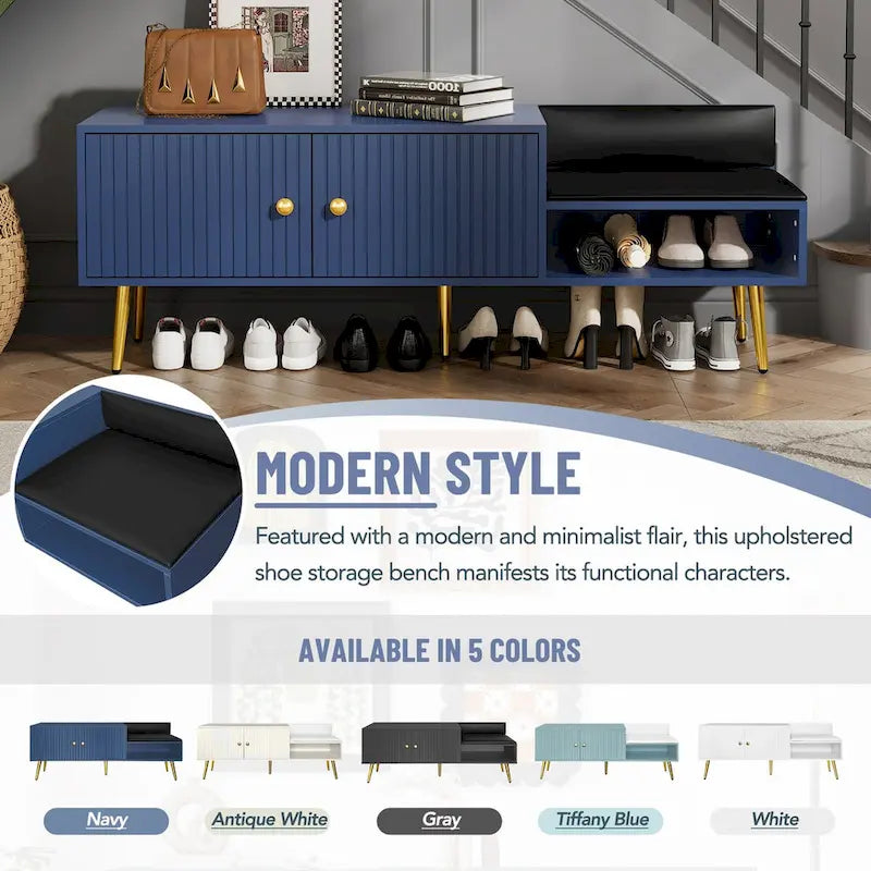 Panca Moderna Porta Scarpe con Contenitore Nascosto e Cuscini Imbottiti per Comodino, Salotto e Ingresso