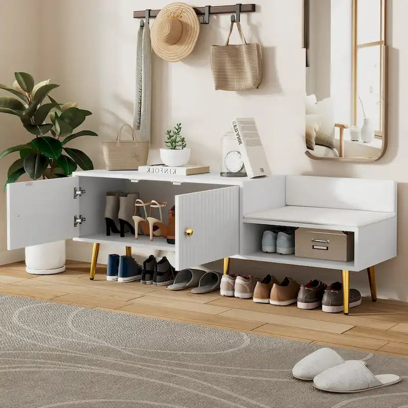 Panca Moderna Porta Scarpe con Contenitore Nascosto e Cuscini Imbottiti per Comodino, Salotto e Ingresso