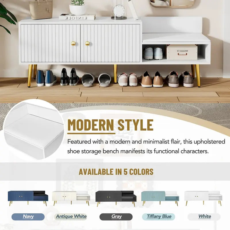 Panca Moderna Porta Scarpe con Contenitore Nascosto e Cuscini Imbottiti per Comodino, Salotto e Ingresso