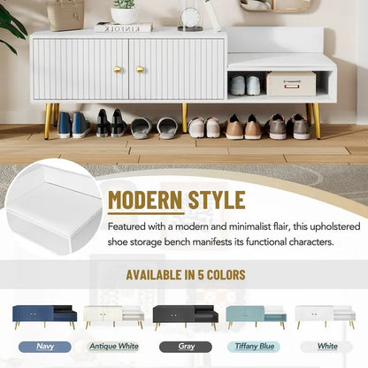 Panca Moderna Porta Scarpe con Contenitore Nascosto e Cuscini Imbottiti per Comodino, Salotto e Ingresso