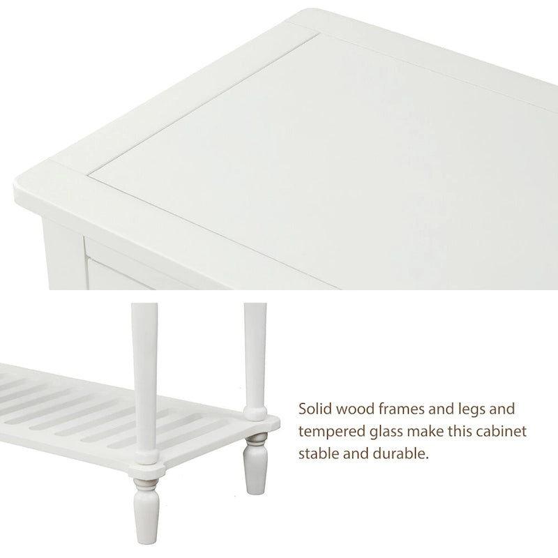 Madia Consolle con Ripiano Inferiore, Credenza Contenitore da Soggiorno in Legno/Vetro Stile Rustico (Grigio Antico)