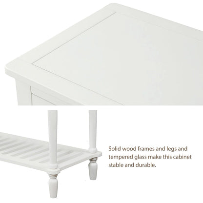 Madia Consolle con Ripiano Inferiore, Credenza Contenitore da Soggiorno in Legno/Vetro Stile Rustico (Grigio Antico)