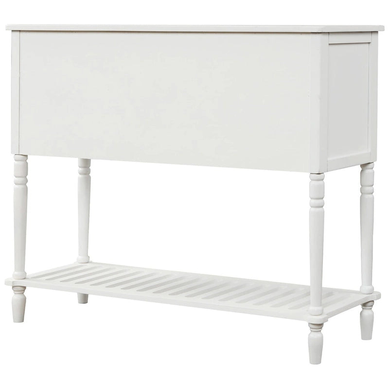 Madia Consolle con Ripiano Inferiore, Credenza Contenitore da Soggiorno in Legno/Vetro Stile Rustico (Grigio Antico)