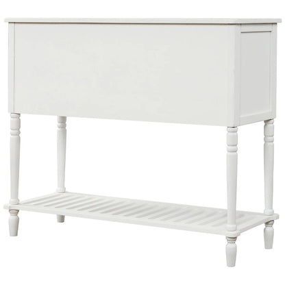Madia Consolle con Ripiano Inferiore, Credenza Contenitore da Soggiorno in Legno/Vetro Stile Rustico (Grigio Antico)