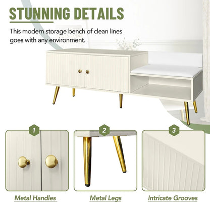 Panca Ottomana Imbottita in Velluto Trapuntato – Poggiapiedi e Seduta d'Appoggio per Ingresso o Sala da Pranzo