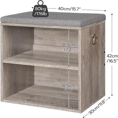 Piccola panca scarpiera con cuscino – 30P x 40L x 42A