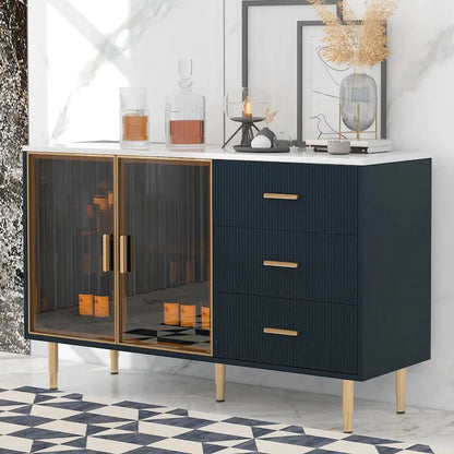 Madia moderna con gambe in metallo color oro
