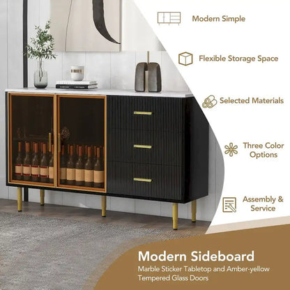 Madia moderna con gambe in metallo color oro