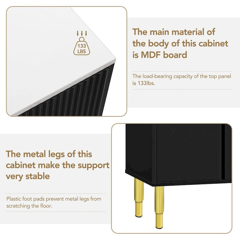 Madia moderna con gambe in metallo color oro