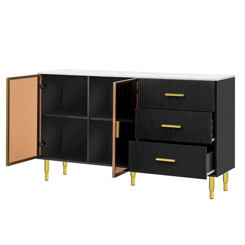 Madia moderna con gambe in metallo color oro