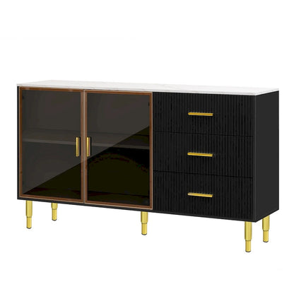 Madia moderna con gambe in metallo color oro