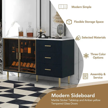 Madia moderna con gambe in metallo color oro