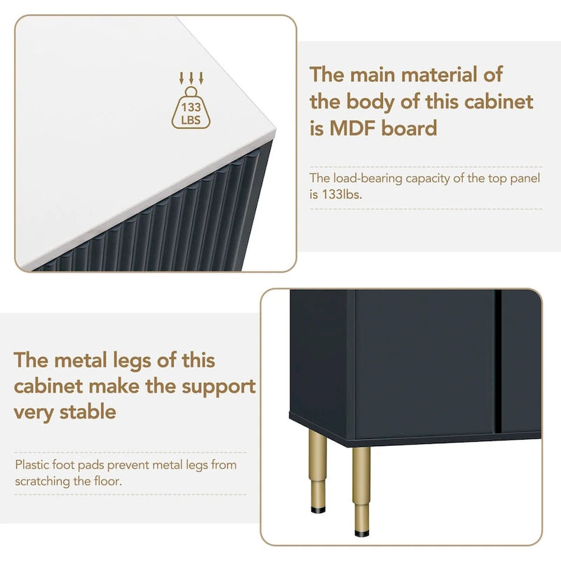 Madia moderna con gambe in metallo color oro