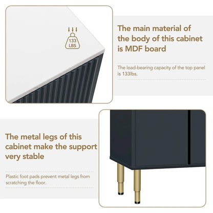 Madia moderna con gambe in metallo color oro