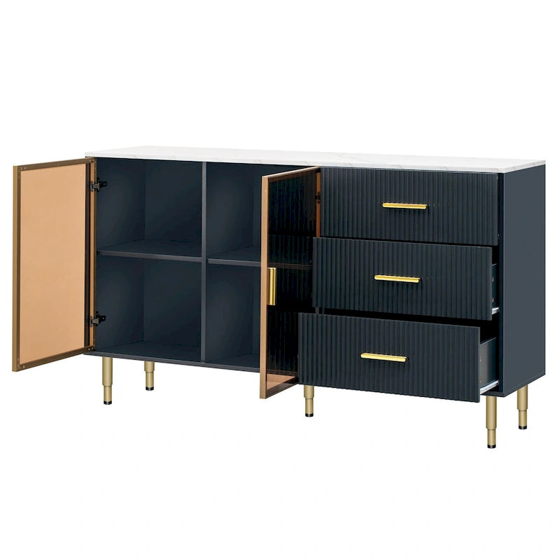 Madia moderna con gambe in metallo color oro