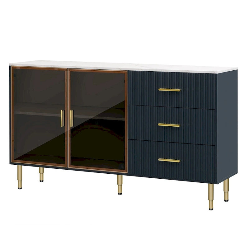 Madia moderna con gambe in metallo color oro