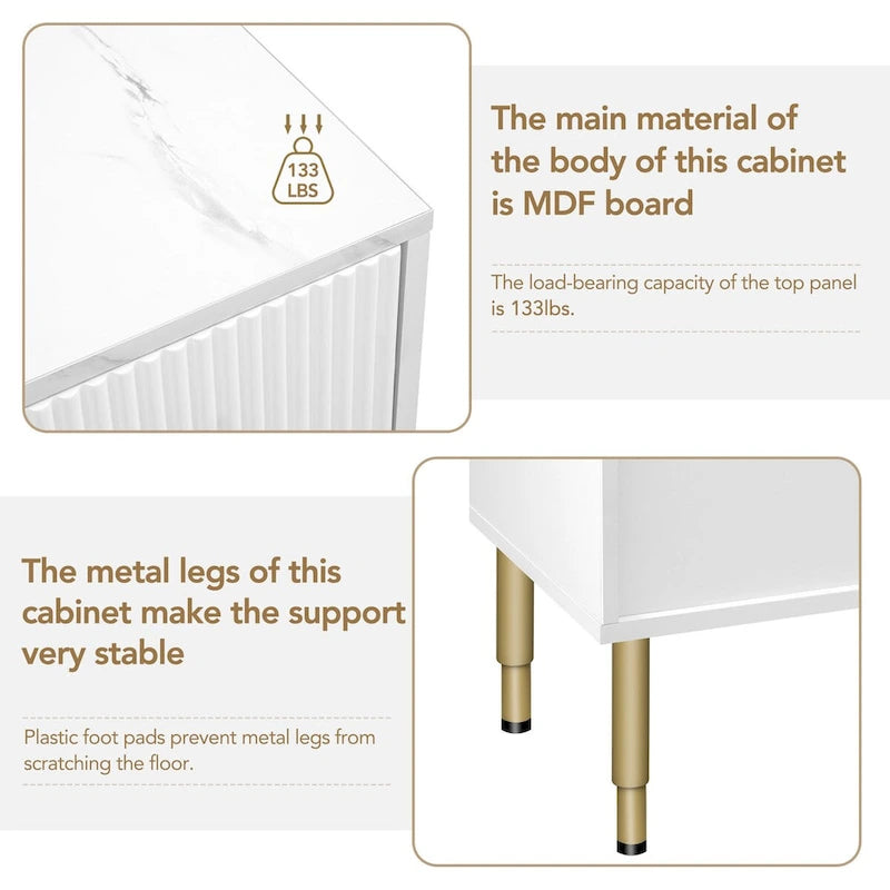 Madia moderna con gambe in metallo color oro