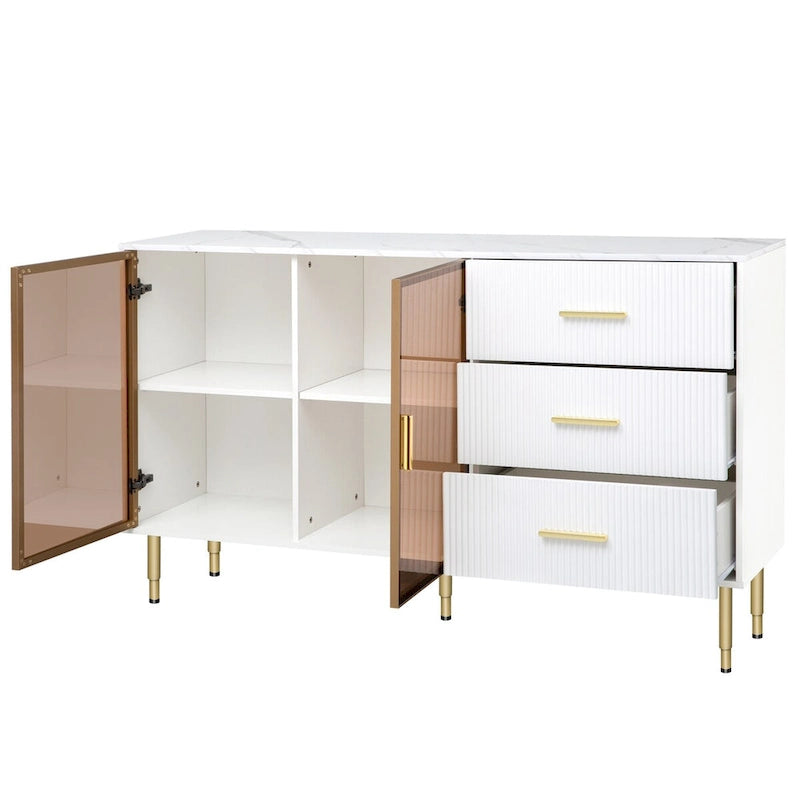 Madia moderna con gambe in metallo color oro