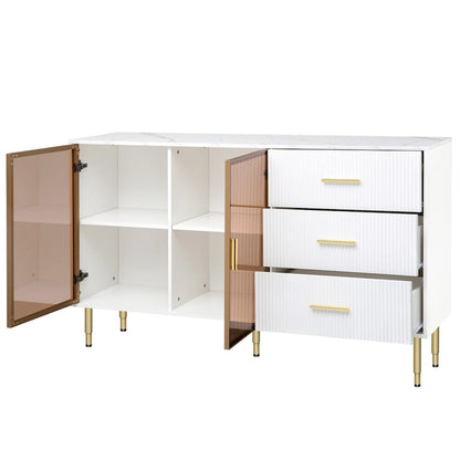 Madia moderna con gambe in metallo color oro