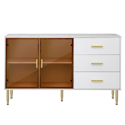 Madia moderna con gambe in metallo color oro