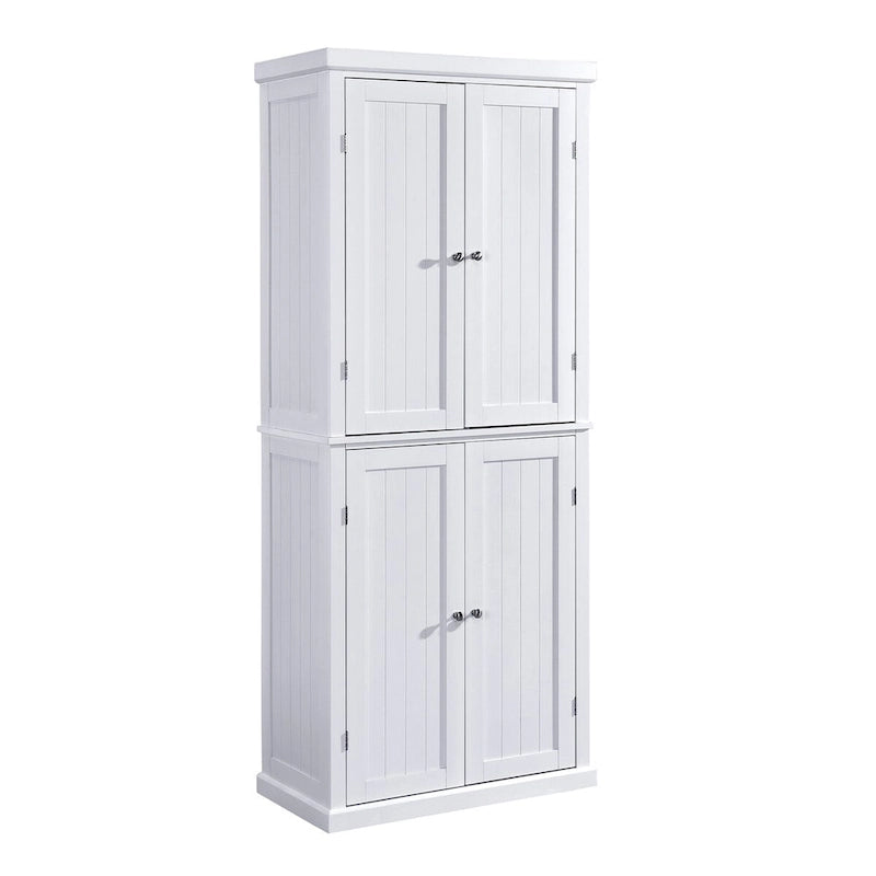 Dispensa Alta Autoportante da Cucina, Mobile Contenitore Organizer con 4 Ante e Ripiani Regolabili