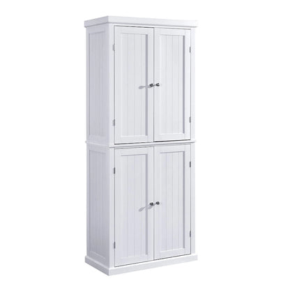 Dispensa Alta Autoportante da Cucina, Mobile Contenitore Organizer con 4 Ante e Ripiani Regolabili
