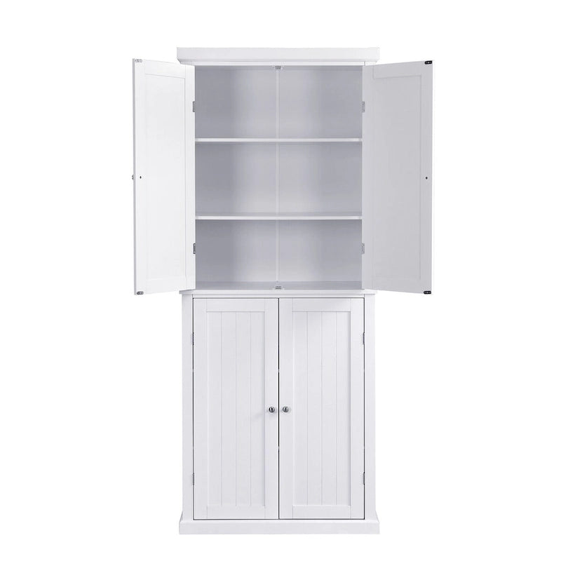 Dispensa Alta Autoportante da Cucina, Mobile Contenitore Organizer con 4 Ante e Ripiani Regolabili