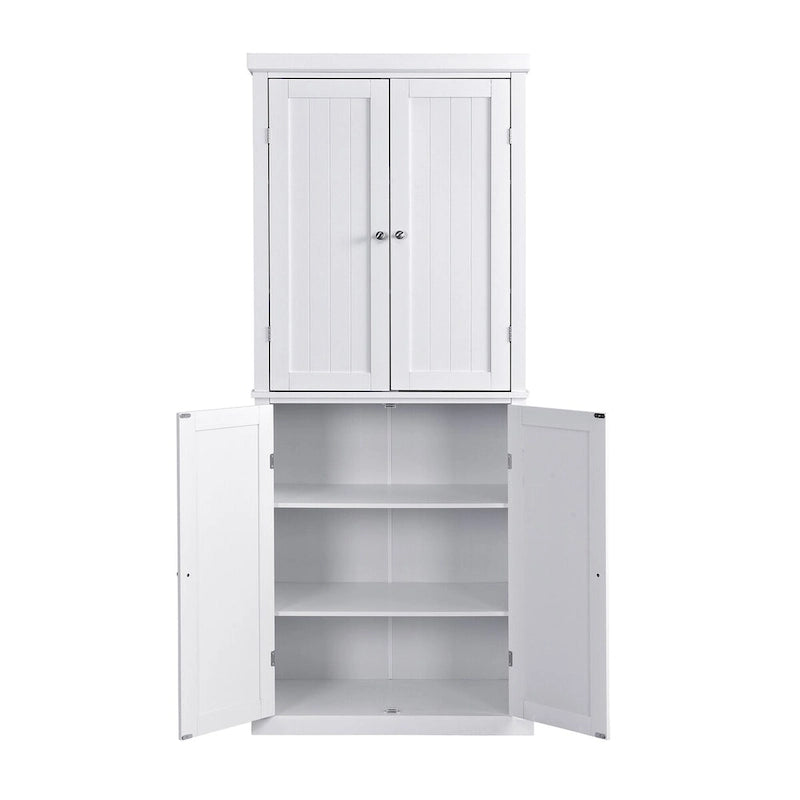 Dispensa Alta Autoportante da Cucina, Mobile Contenitore Organizer con 4 Ante e Ripiani Regolabili