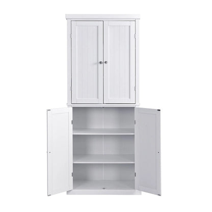 Dispensa Alta Autoportante da Cucina, Mobile Contenitore Organizer con 4 Ante e Ripiani Regolabili