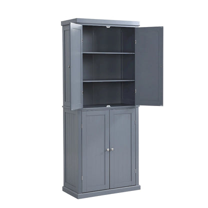 Dispensa Alta Autoportante da Cucina, Mobile Contenitore Organizer con 4 Ante e Ripiani Regolabili