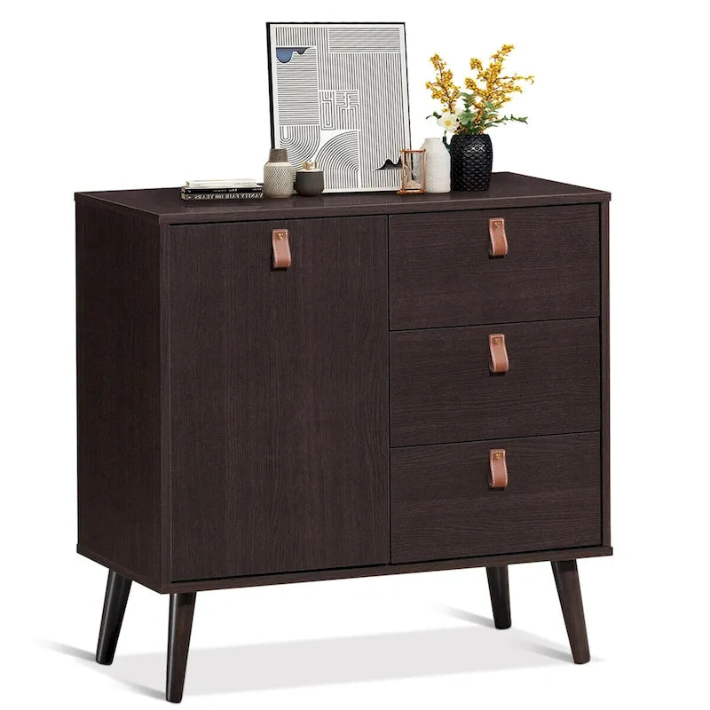 Credenza a 3 cassetti con vetrinetta contenitore