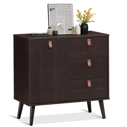 Credenza a 3 cassetti con vetrinetta contenitore