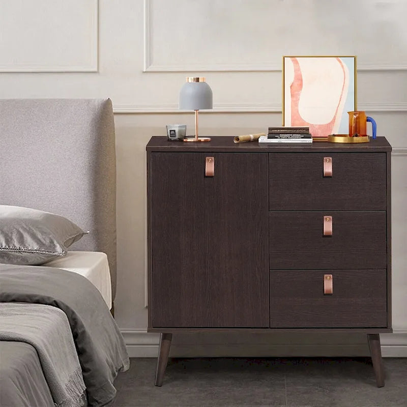 Credenza a 3 cassetti con vetrinetta contenitore