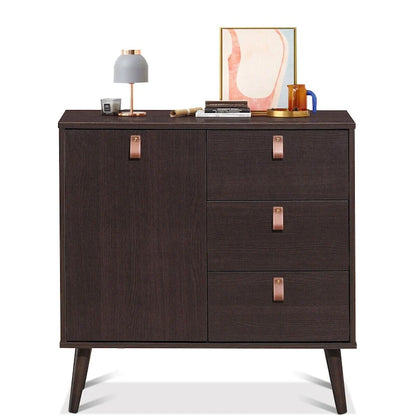 Credenza a 3 cassetti con vetrinetta contenitore