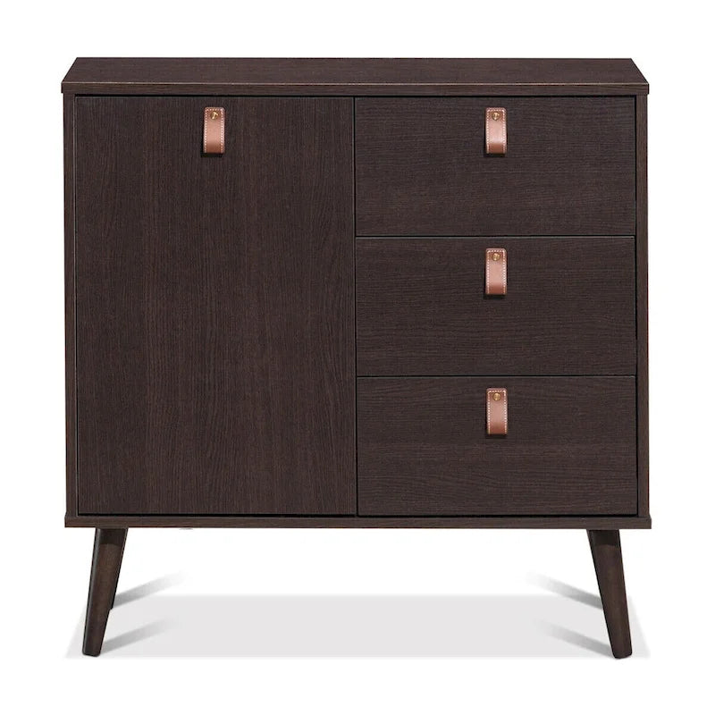 Credenza a 3 cassetti con vetrinetta contenitore