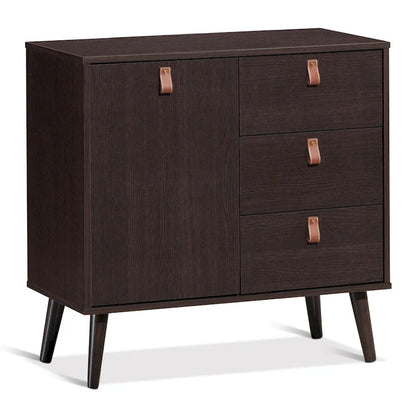 Credenza a 3 cassetti con vetrinetta contenitore