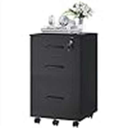 3 Drawer Wood Mobile File Cabinet - 26.5D x 18.6W x 6.9H
