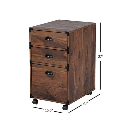 Cassettiera per archiviazione laterale a 3 cassetti su ruote – Mobile da ufficio in legno