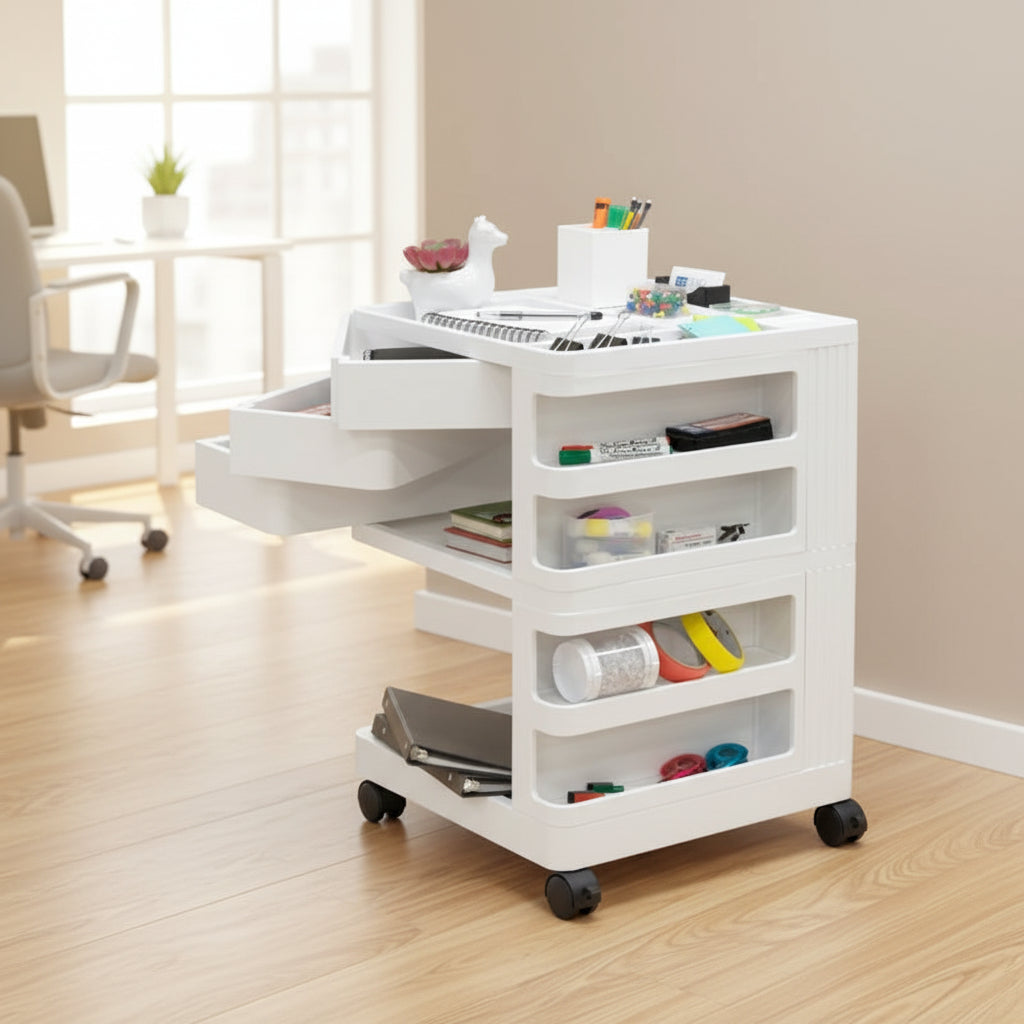 Organizzatore mobile girevole a 4 lati con rotelle bloccabili – 45,7 cm L x 45,7 cm P x 66 cm H