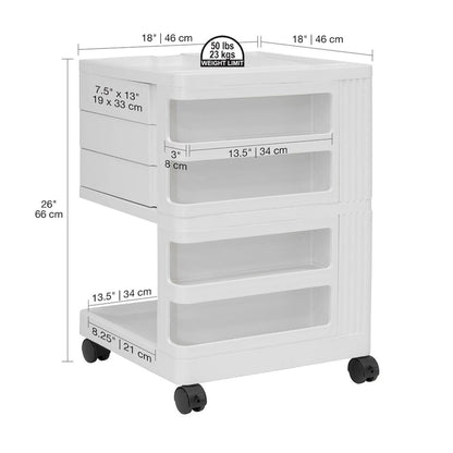Organizzatore mobile girevole a 4 lati con rotelle bloccabili – 45,7 cm L x 45,7 cm P x 66 cm H